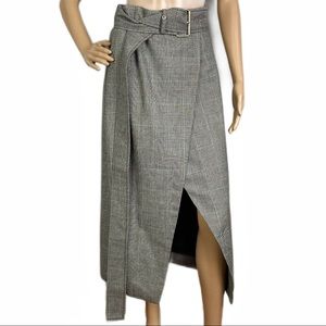 NEW SOLACE LONDON WOOL WRAP MIDI SKIRT